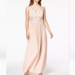 Nightway Women's Lace Keyhole sequins Peach/pink Dress Sz 9/10